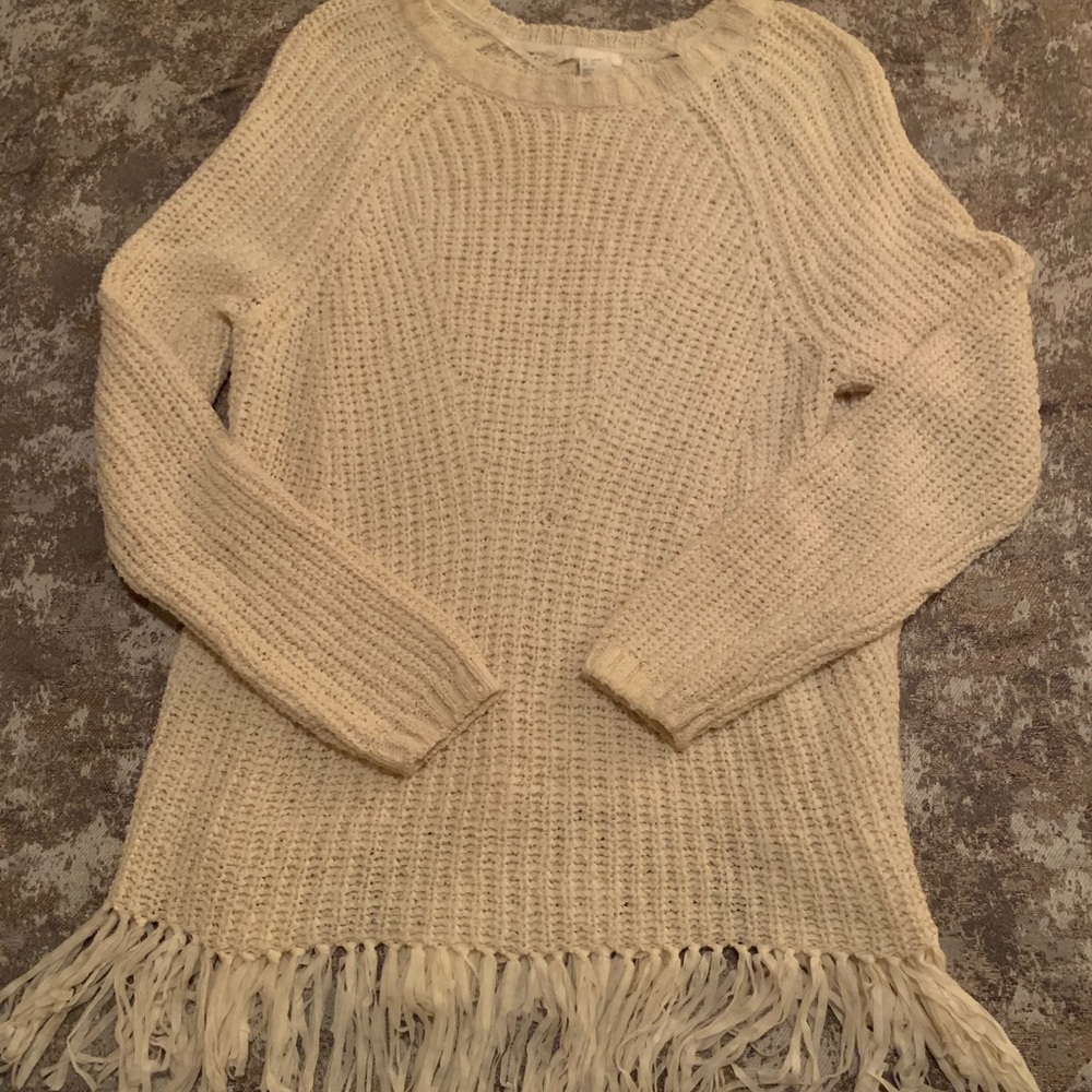 HM Fringe oversized sweater in cream